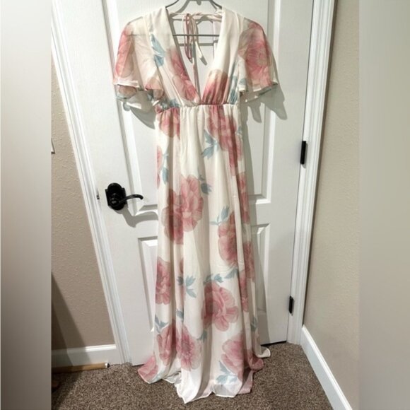 Show Me Your Mumu Faye Flutter White and Pink Floral Maxi Dress NWT - Picture 5 of 14